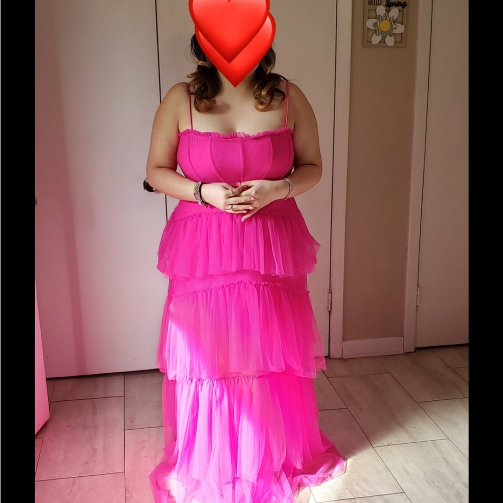 Vibrant Pink Tiered Maxi Dress